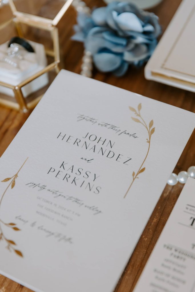 The invitation to John and Kassy's wedding.